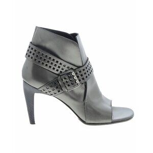 BOTTEGA VENETA Gray Leather Ankle Boot Heels Buckle Strap Made In Italy Designer